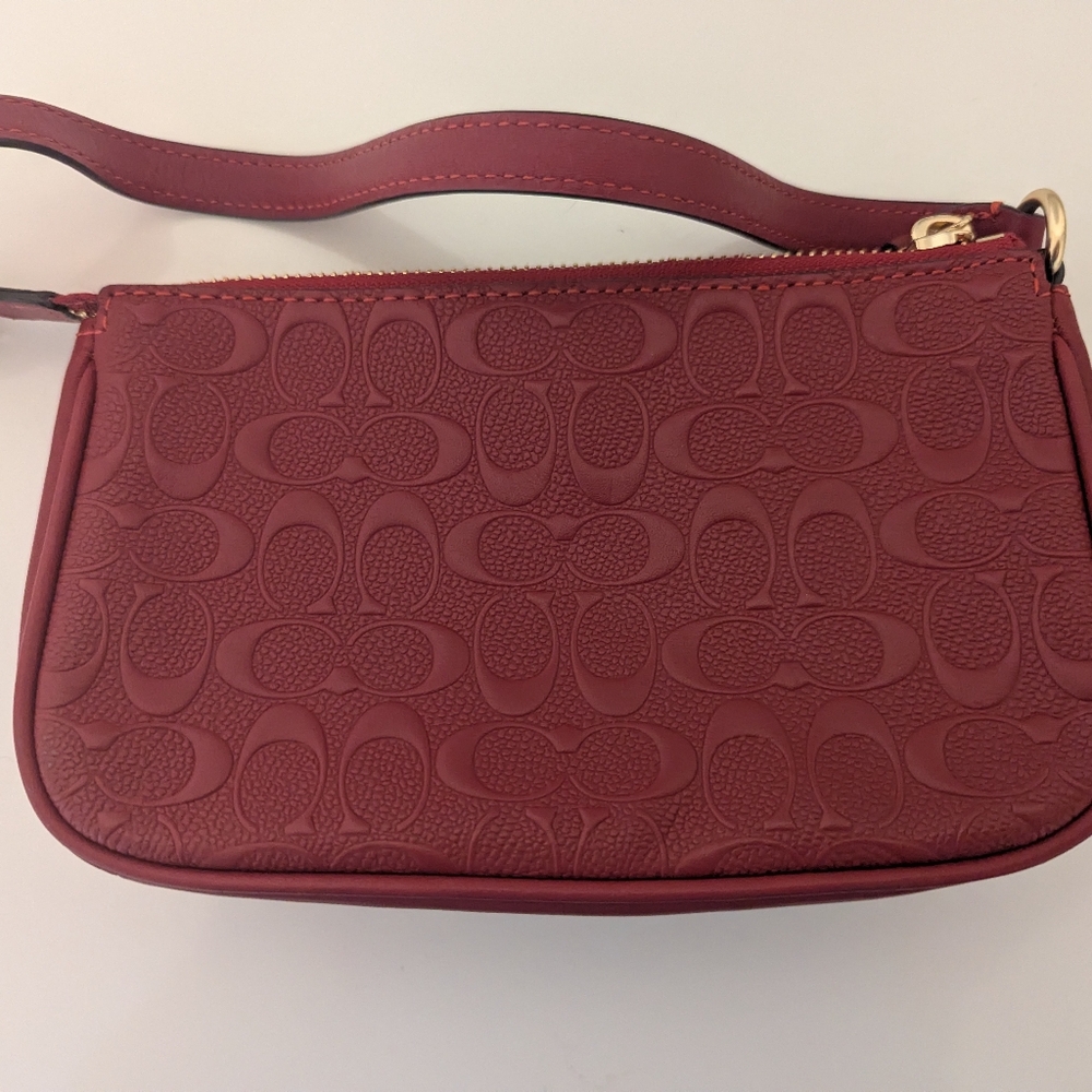 Coach Cherry Red Debossed Nolita EUC - Picture 6 of 13